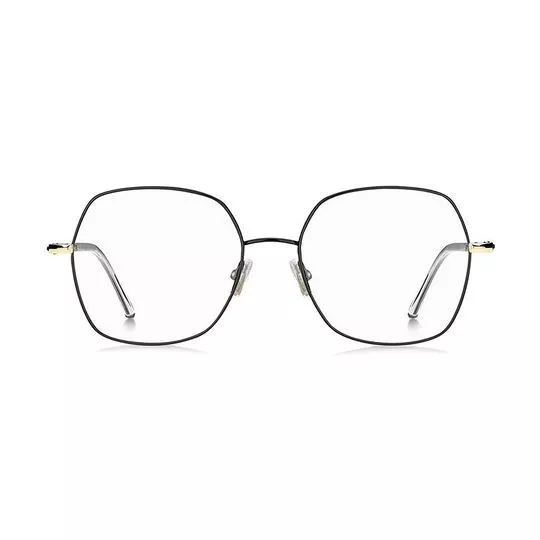 Armação Arredondada Para Óculos De Grau- Preta & Dourada- Hugo Boss