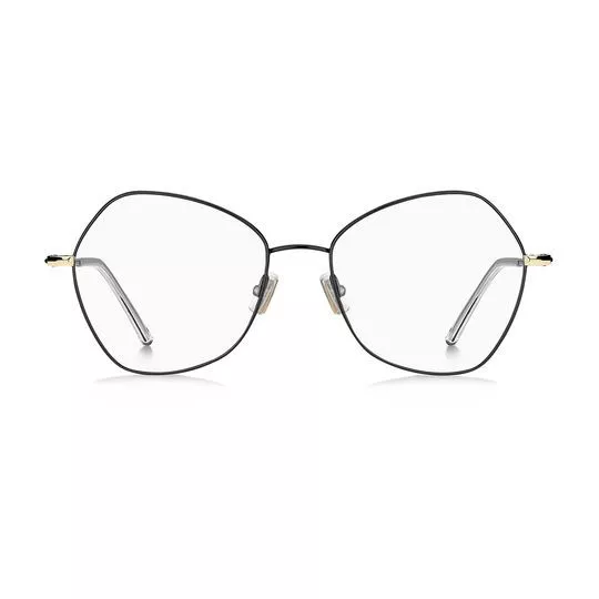 Armação Geométrica Para Óculos De Grau- Preta & Dourada- Hugo Boss