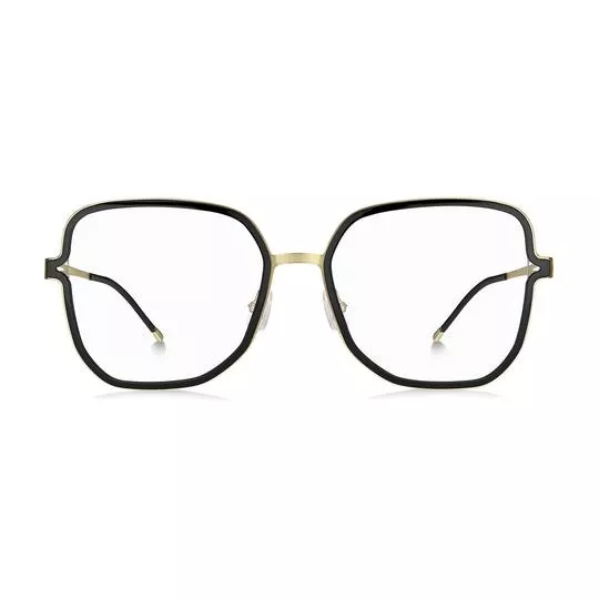 Armação Arredondada Para Óculos De Grau- Preta & Dourada- Hugo Boss