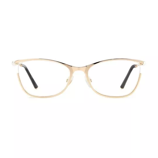 Armação Retangular Para Óculos De Grau- Dourada & Off White- Carolina Herrera