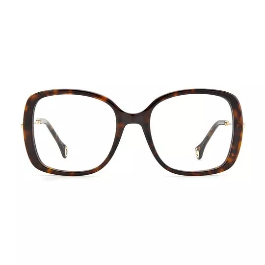 Armação Quadrada Para Óculos De Grau- Marrom Escuro & Dourada- Carolina Herrera