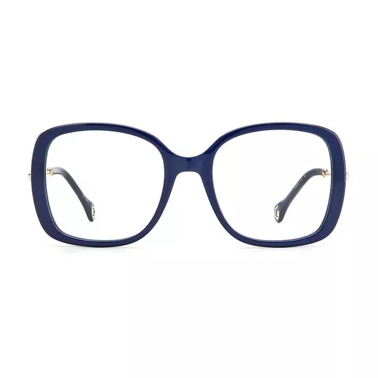 Armação Quadrada Para Óculos De Grau- Azul & Dourada- Carolina Herrera