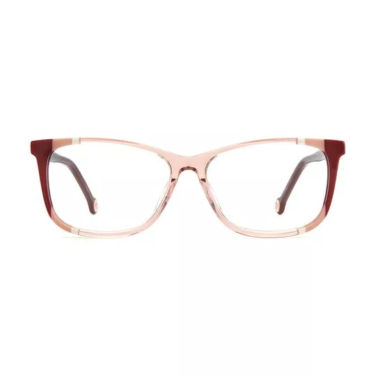 Armação Retangular Para Óculos De Grau- Rosa Claro & Vermelho Escuro- Carolina Herrera