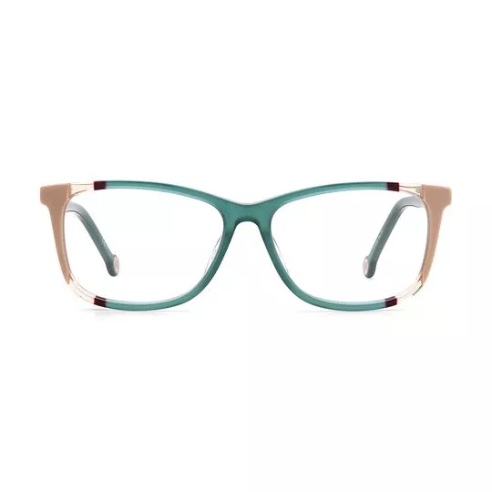 Armação Retangular Para Óculos De Grau- Verde Água & Rosa Claro- Carolina Herrera