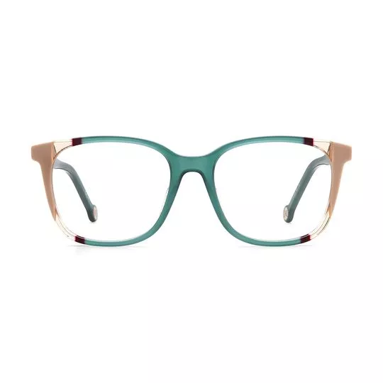 Armação Quadrada Para Óculos De Grau- Verde Água & Rosê- Carolina Herrera