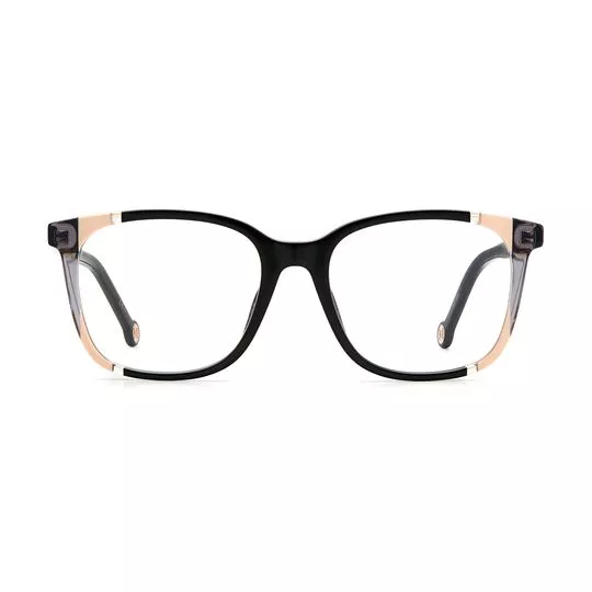 Armação Quadrada Para Óculos De Grau- Preta & Bege Claro- Carolina Herrera