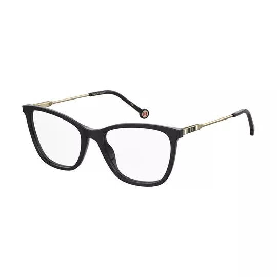 Armação Retangular Para Óculos De Grau- Preta & Dourada- Carolina Herrera