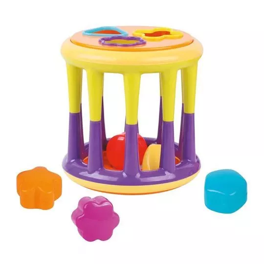 Brinquedo Com Encaixes- Amarelo & Roxo- 17x15,9x15,9cm- Pimpolho