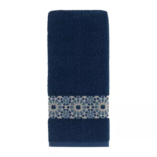 Toalha Para Rosto Felpuda Diamante- Amarela & Azul Escuro- 45x70cm