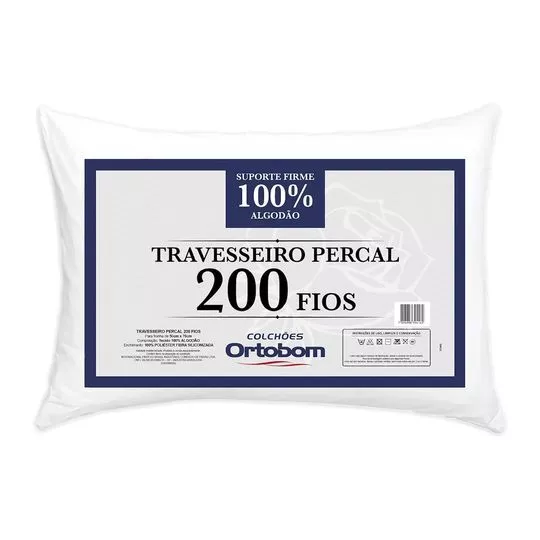 Travesseiro Em Percal Sublime- Branco- 70x50cm- 200 Fios