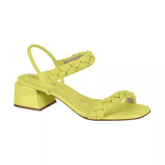 Sandália Com Tiras- Verde Limão- Salto: 4cm