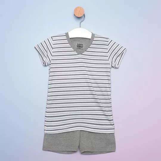 Pijama Listrado- Cinza & Branco