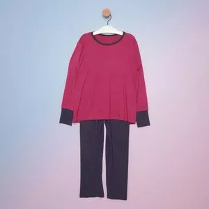 Pijama Liso<BR>- Pink & Azul Marinho