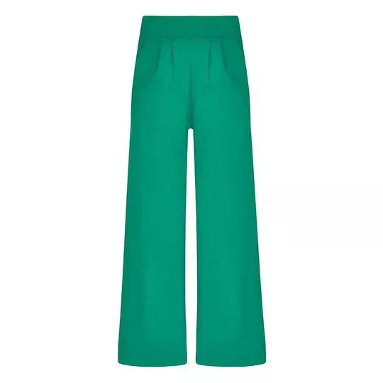 Calça Pantalona Com Pregas- Verde Água