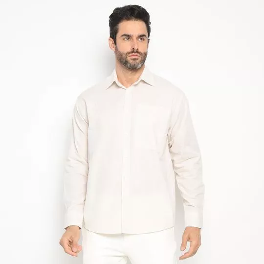 Camisa Listrada- Off White & Bege Claro