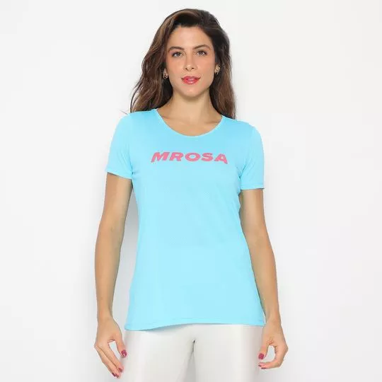 Camiseta Com Logo- Azul & Rosa