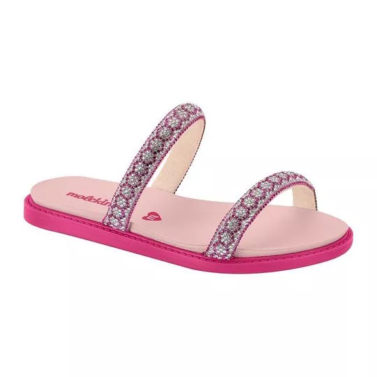 Sandália Com Termocolantes- Incolor & Pink