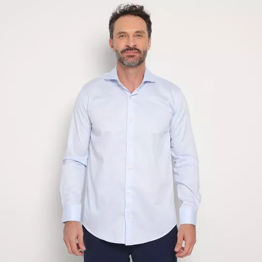 Camisa Slim Fit Com Recortes- Azul Claro- Highstill