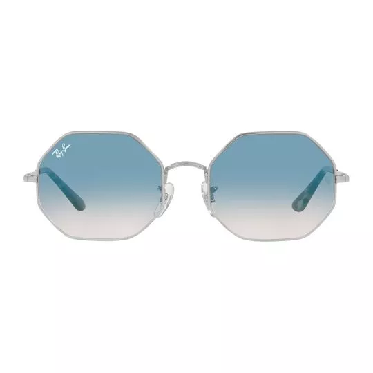 Óculos De Sol Octogonal- Prateado & Azul