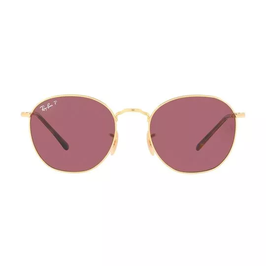 Óculos De Sol Arredondado- Dourado & Marrom- Ray Ban