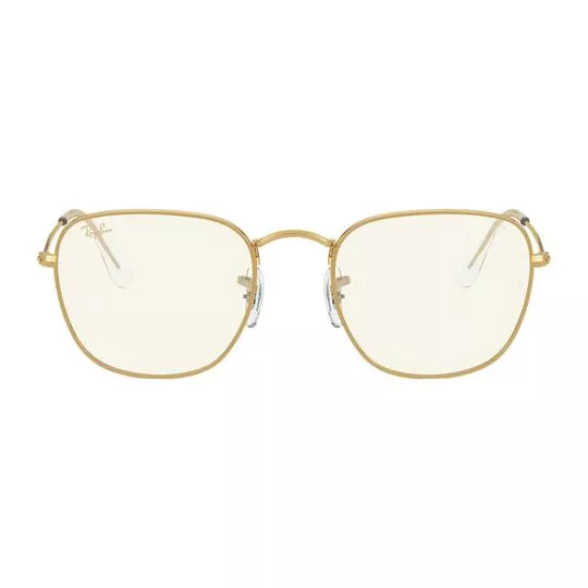 Óculos De Sol Quadrado- Amarelo Claro & Dourado- Ray Ban