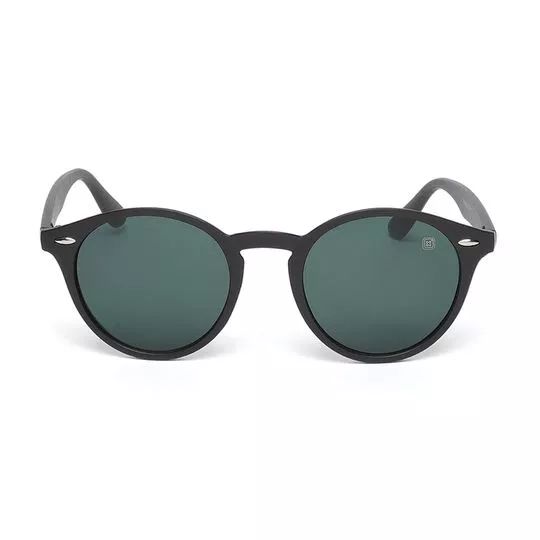 Óculos De Sol Arredondado- Verde Escuro & Preto