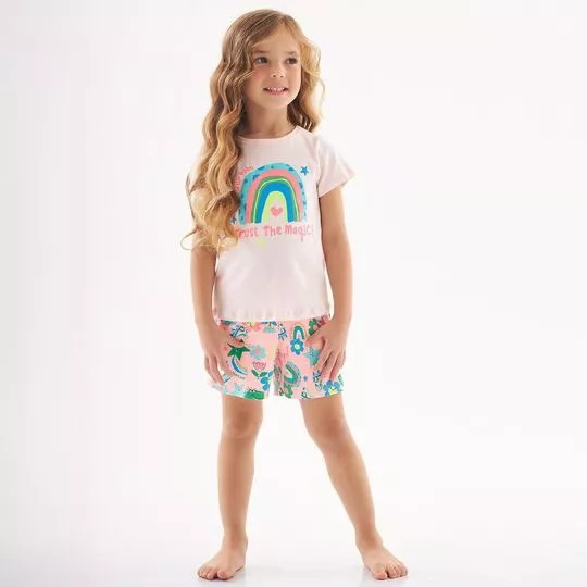 Pijama Arco Íris- Rosa Claro & Azul- Up Baby & Up Kids