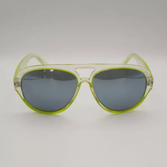Óculos De Sol Aviador- Incolor & Verde Limão
