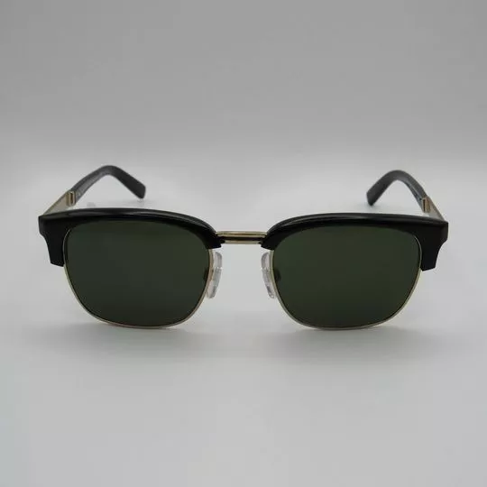 Óculos De Sol Retangular- Preto & Dourado