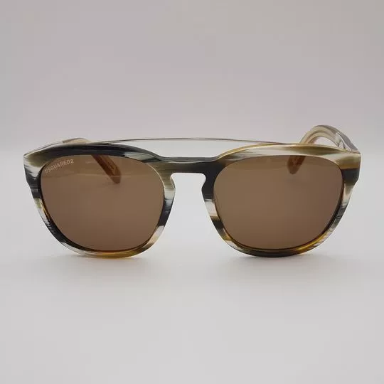 Óculos De Sol Arredondado- Bege & Cinza