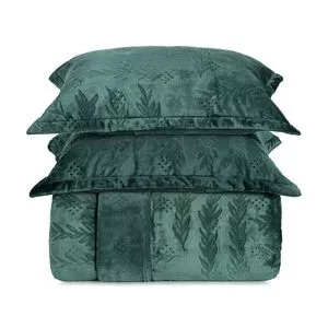 Conjunto De Cobertor Blend Elegance Super King Size<BR>- Verde Escuro<BR>- 3Pçs