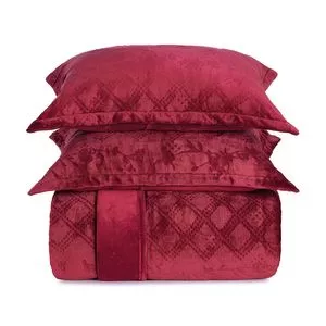 Conjunto De Cobertor Blend Elegance Super King Size<BR>- Vermelho<BR>- 3Pçs