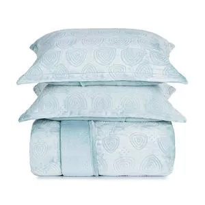 Conjunto De Cobertor Blend Elegance Super King Size<BR>- Azul Claro<BR>- 3Pçs