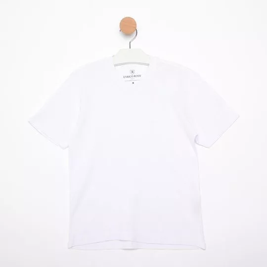 Camiseta Com Bordado- Branca- Enrico Rossi