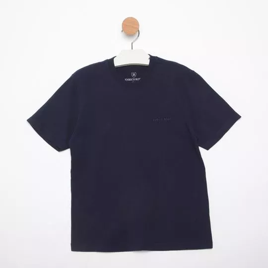 Camiseta Com Bordado- Azul Marinho- Enrico Rossi