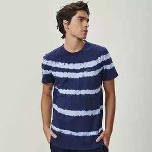 Camiseta Tie Dye<BR>- Azul Marinho & Azul Claro