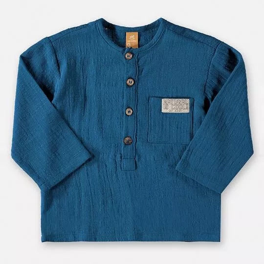 Camiseta Com Bolso- Azul Escuro- Up Baby