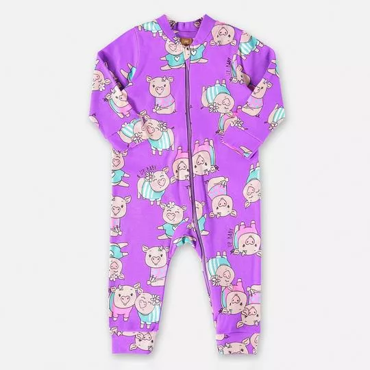 Pijama Porquinhas- Roxo & Azul Claro- Up Baby