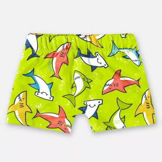 Sunga Boxer Tubarões- Verde Limão & Branca- Up Baby