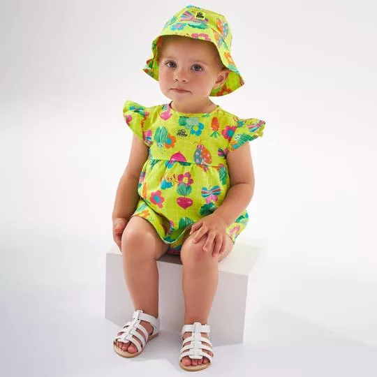 Chapéu Bucket Floral- Verde Claro & Rosa- Up Baby