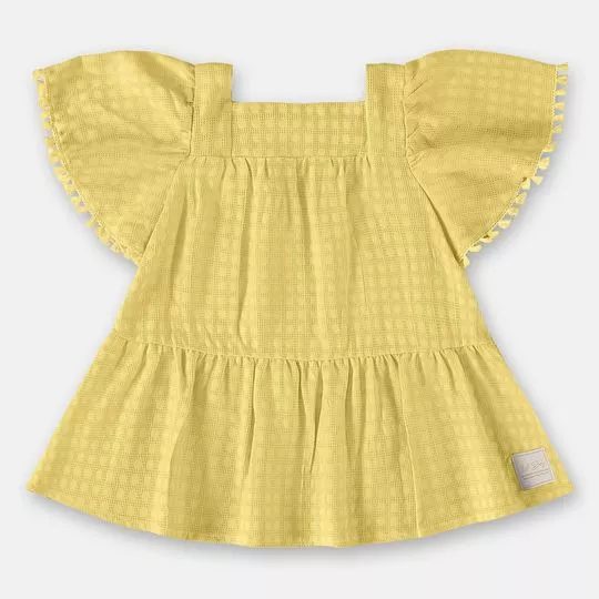 Vestido Texturizado Com Franjas- Amarelo- Up Baby