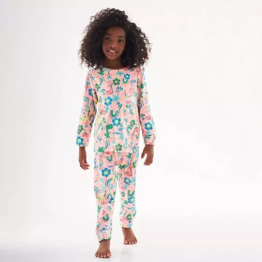 Pijama Dinossauros- Rosa Claro & Azul- Up Baby