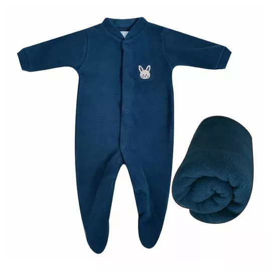 Saída Maternidade Com Bordado- Azul Marinho- Ticco Baby