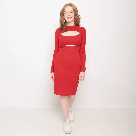 Vestido Curto Com Vazados - Vermelho - Colcci