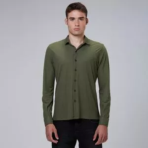 Camisa Em Piquê<BR>- Verde Militar