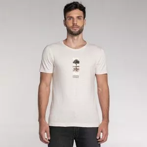 Camiseta Com Linho<BR>- Off White & Preta