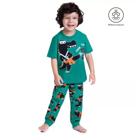Pijama Jacaré Ninja- Verde Escuro & Preto