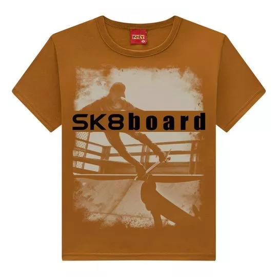 Camiseta Skate- Marrom Claro & Preta