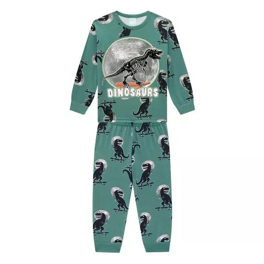 Pijama Dinossauros- Verde & Preto