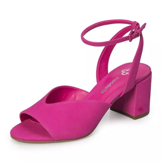 Sandália Em Couro- Pink- Salto: 6cm